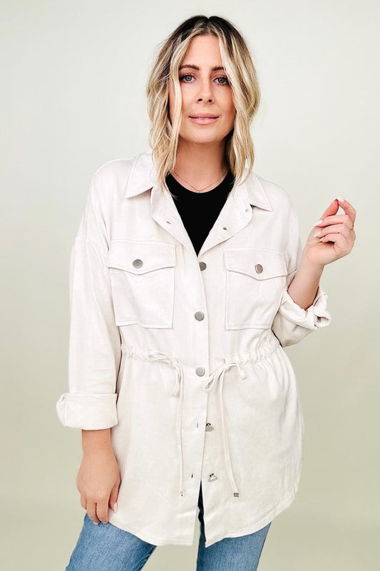 Faux Suede Shirt Jacket - 2 colors