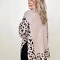 Khaki Leopard Mock Neck Dolman Sweater