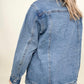 Cotton Bleu Oversized Washed Denim Jacket With Sherpa Collar