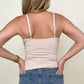 Mesh Patch V Neck Ribbed Knit Tank Top