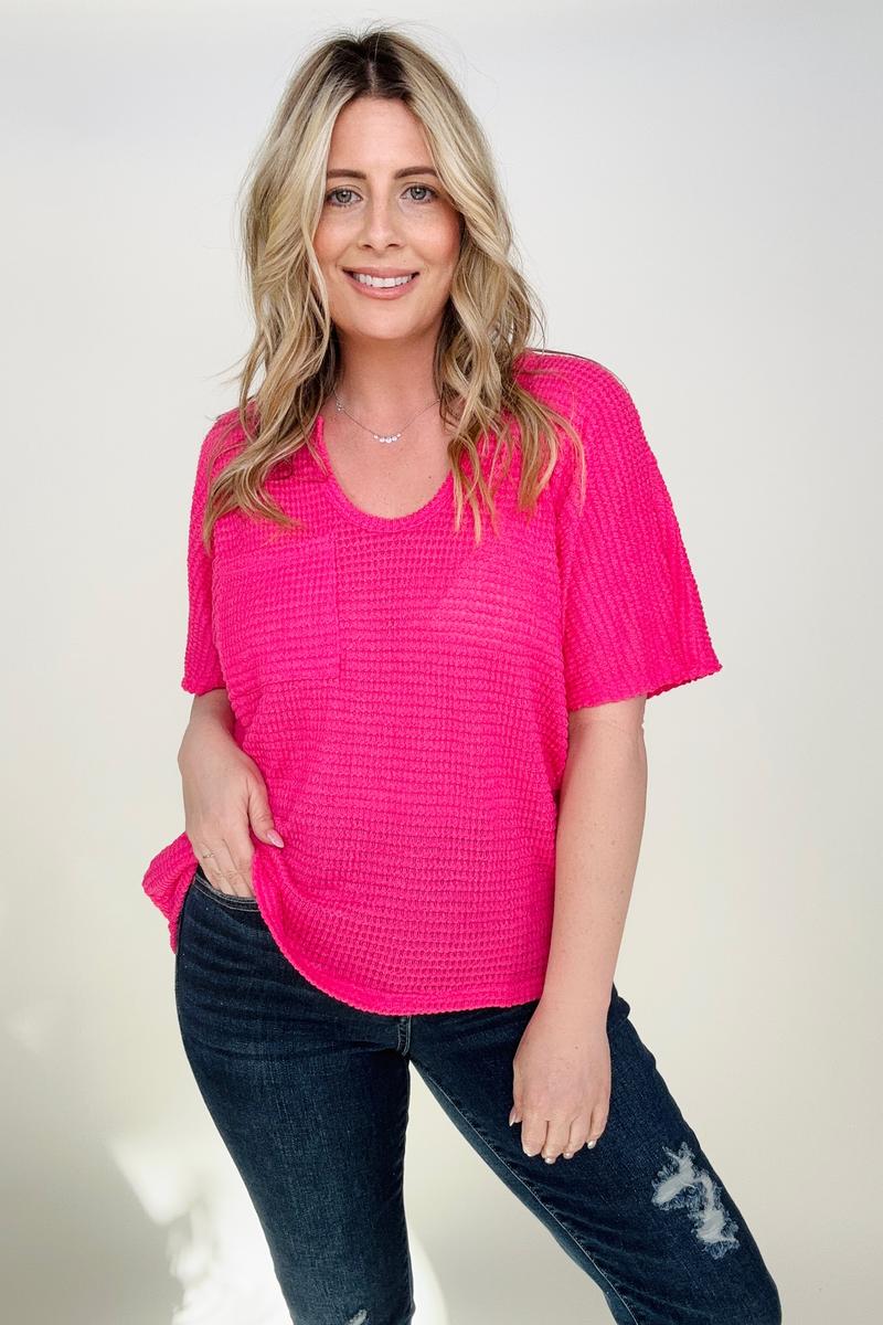 Jacquard Short Sleeve Knit Top