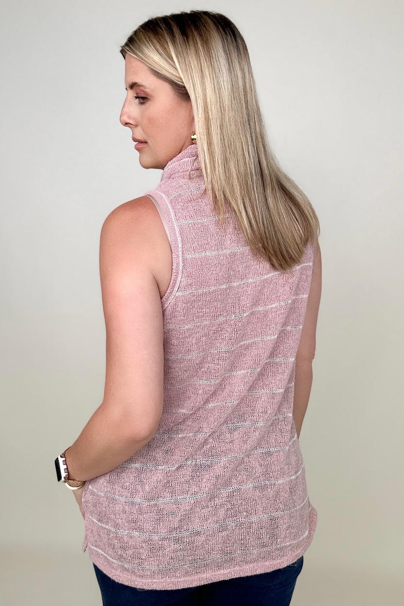 Loose Knit Striped Cowl Neck Tank - 2 Colors