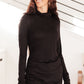 Nivia Draped Turtle Neck Tunic in Black