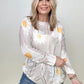 Daisy Print Crew Neck Loose Knit Top