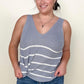 Sleeveless V-Neck Striped Sweater Top