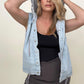 Relaxed Fit Hooded Denim Vest Jacket