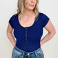 Baby Waffle Snap Button Cap Sleeve Top