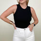 Solid Round Neck Ribbed Tank Top