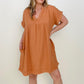 Gauzy Raw Edge V-Neck Dress - Multiple Colors