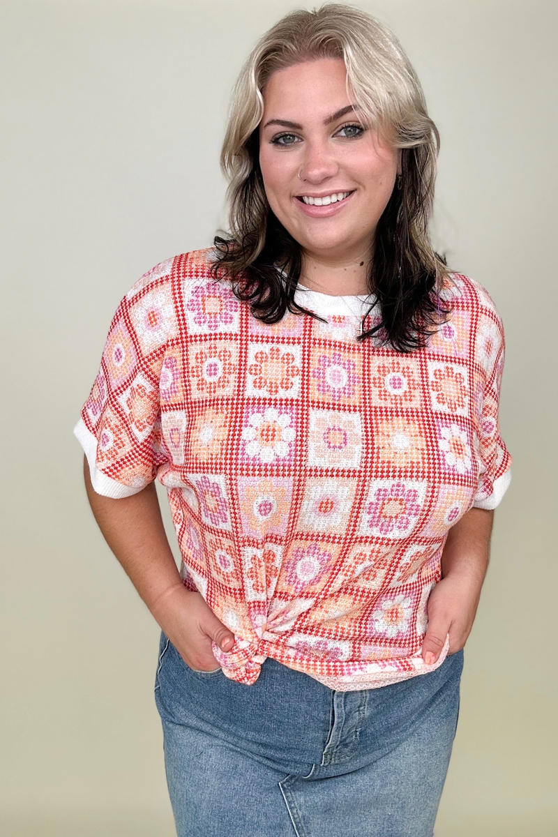 Retro Floral Knit Top