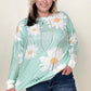 Daisy Print Crew Neck Loose Knit Top