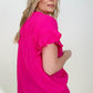 Woven Button Down Ruffle Sleeve Top - Multiple Colors