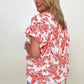Floral Print Button Down Ruffle Sleeve Top